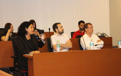 Expositores Paola Santander, Rodrigo Donoso y Wouter Schallier