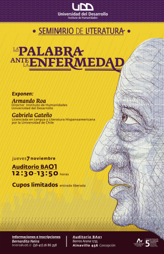 Afiche seminario la palabra ante la enfermedad Facultad Humanida